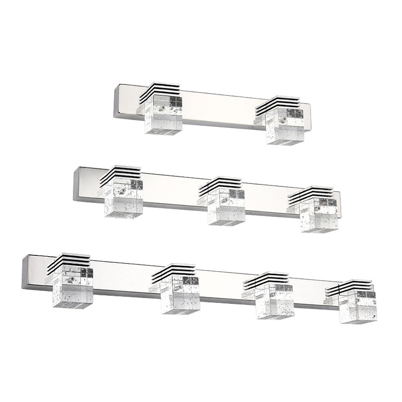 Stainless Steel Vanity Light Fixture Modern Style Bubble Crystal Shade Bathroom Wall Lighting | Kalsten