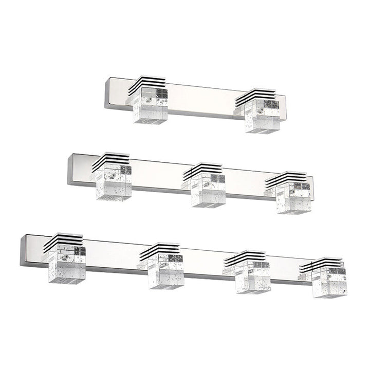 Stainless Steel Vanity Light Fixture Modern Style Bubble Crystal Shade Bathroom Wall Lighting | Kalsten