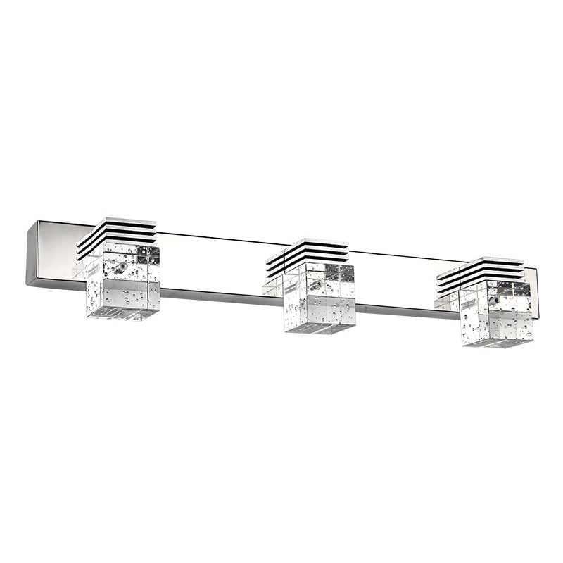 Stainless Steel Vanity Light Fixture Modern Style Bubble Crystal Shade Bathroom Wall Lighting | Kalsten