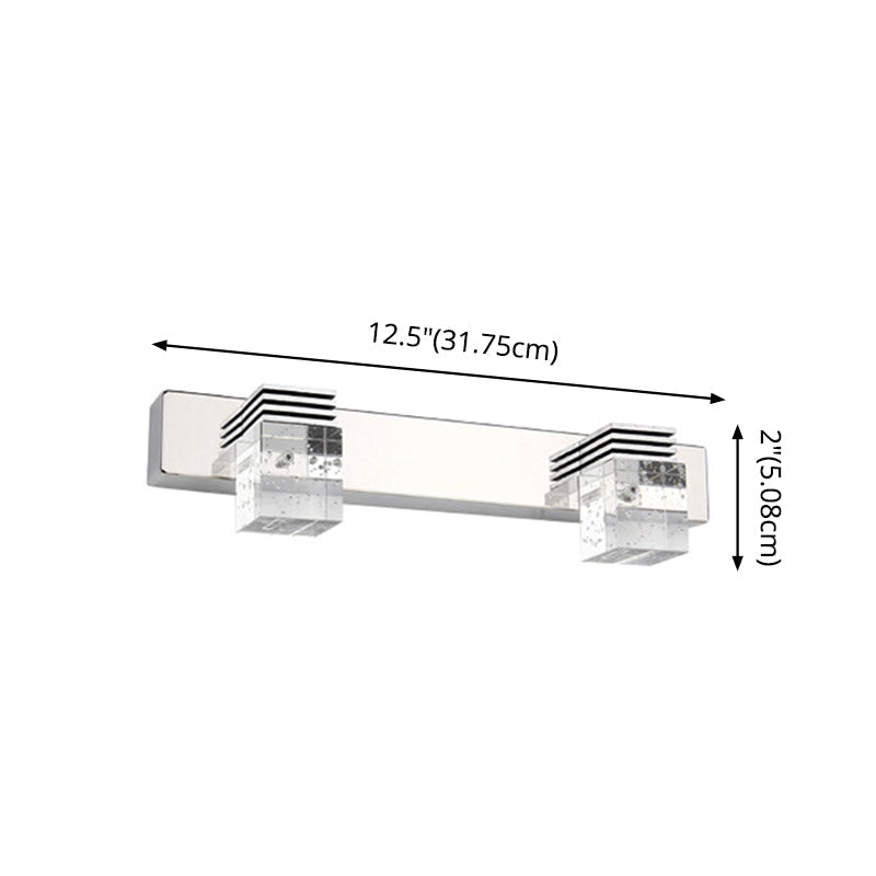 Stainless Steel Vanity Light Fixture Modern Style Bubble Crystal Shade Bathroom Wall Lighting | Kalsten