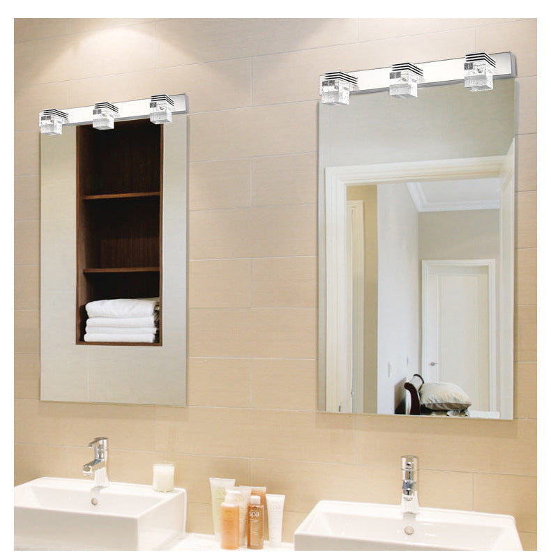 Stainless Steel Vanity Light Fixture Modern Style Bubble Crystal Shade Bathroom Wall Lighting | Kalsten