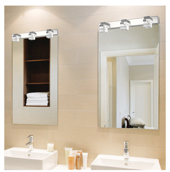 Stainless Steel Vanity Light Fixture Modern Style Bubble Crystal Shade Bathroom Wall Lighting | Kalsten
