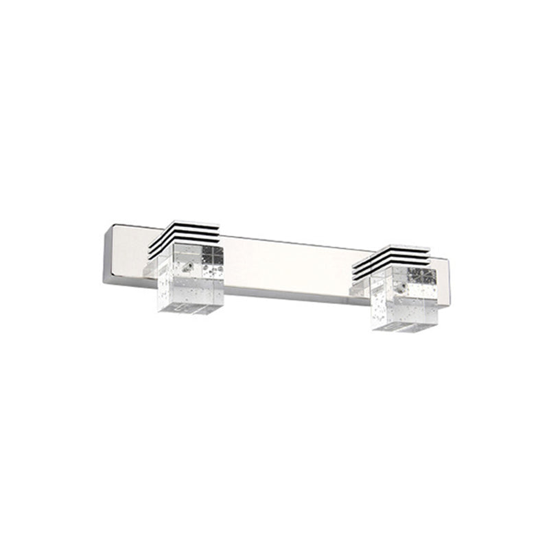 Stainless Steel Vanity Light Fixture Modern Style Bubble Crystal Shade Bathroom Wall Lighting | Kalsten