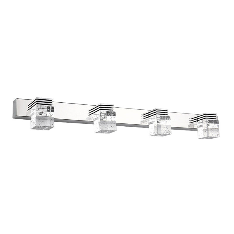 Stainless Steel Vanity Light Fixture Modern Style Bubble Crystal Shade Bathroom Wall Lighting | Kalsten