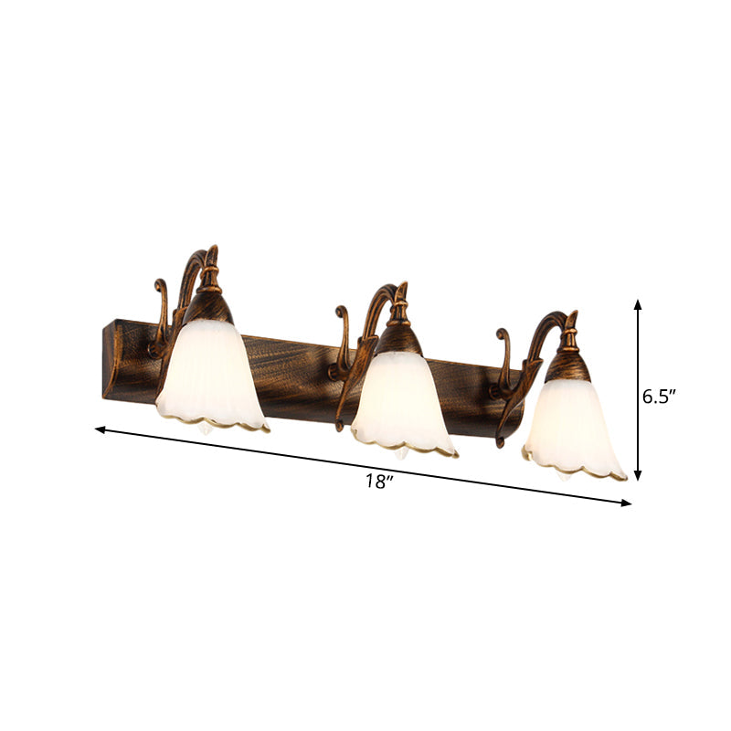 Kalsten | Flower Bath Wall Light Classic Opal Glass 2/3/4 Lights Bronze/White Make-Up Lighting