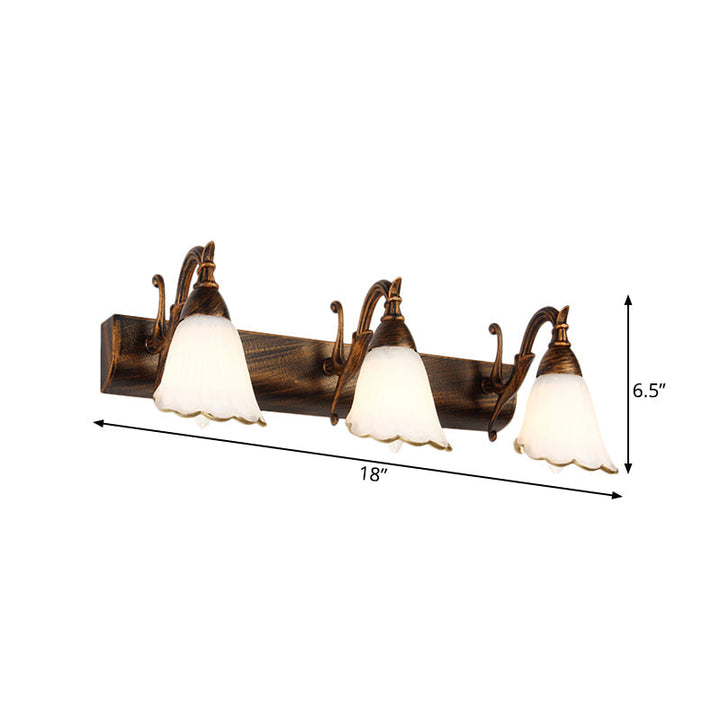 Kalsten | Flower Bath Wall Light Classic Opal Glass 2/3/4 Lights Bronze/White Make-Up Lighting