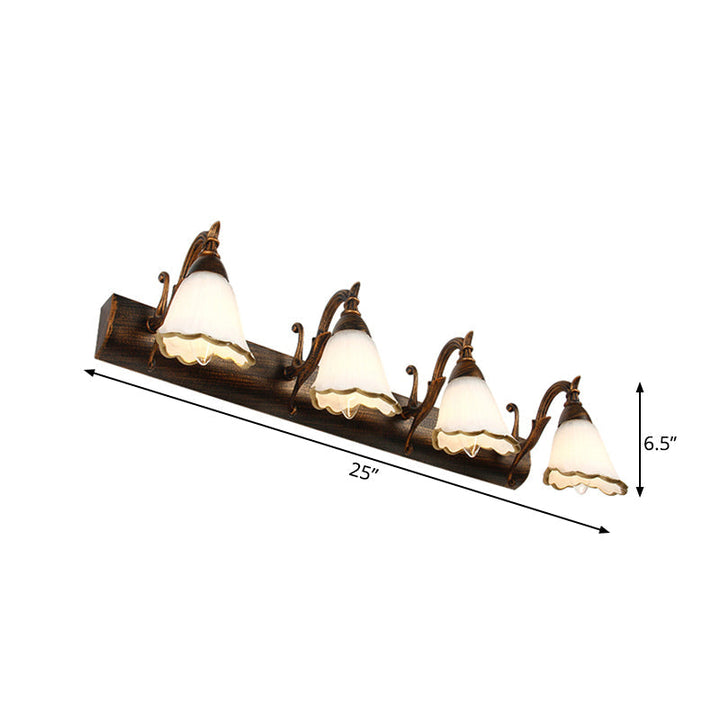Kalsten | Flower Bath Wall Light Classic Opal Glass 2/3/4 Lights Bronze/White Make-Up Lighting