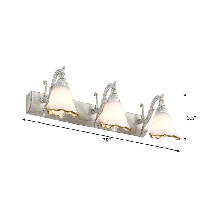 Kalsten | Flower Bath Wall Light Classic Opal Glass 2/3/4 Lights Bronze/White Make-Up Lighting