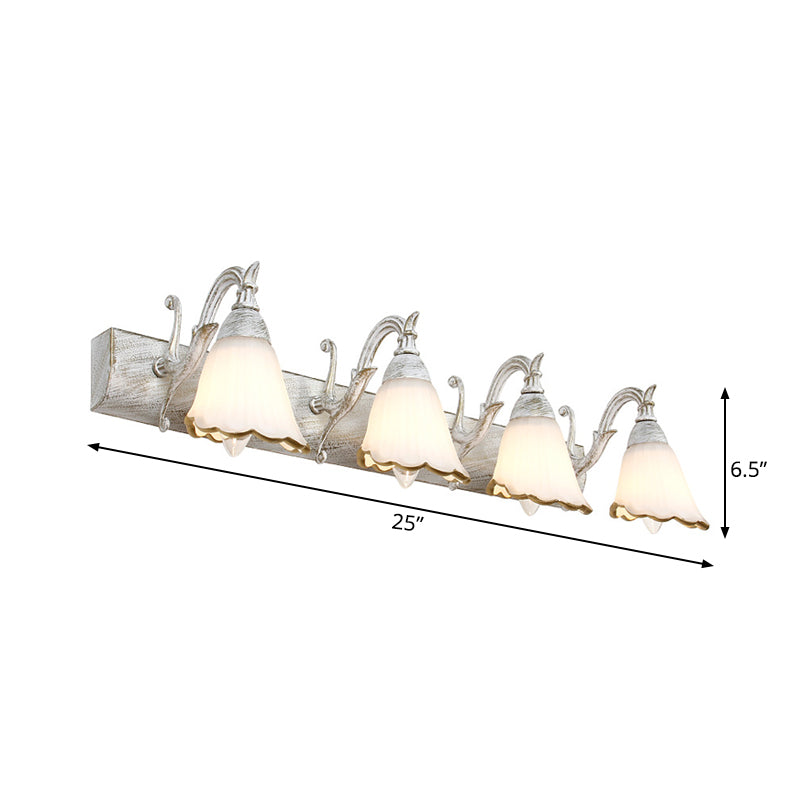 Kalsten | Flower Bath Wall Light Classic Opal Glass 2/3/4 Lights Bronze/White Make-Up Lighting