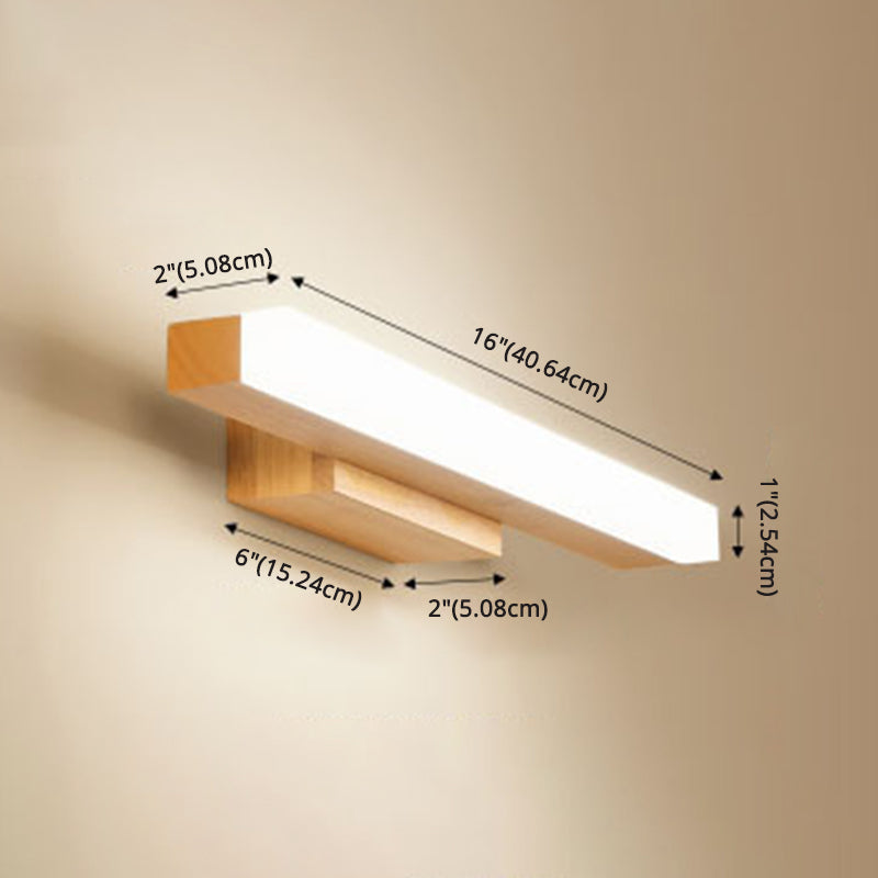 Rectangular Vanity Wall Light Nordic Minimalist Style Wood Single Vanity Light | Kalsten