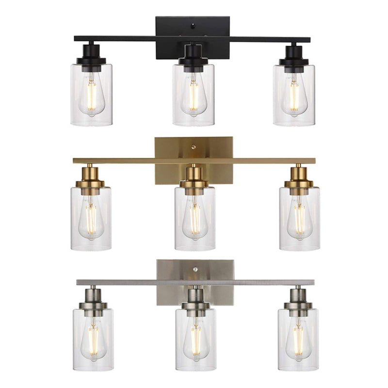3-Light Cylinder Vanity Wall Light Fixtures Retro Industrial Style Glass Vanity Light | Kalsten