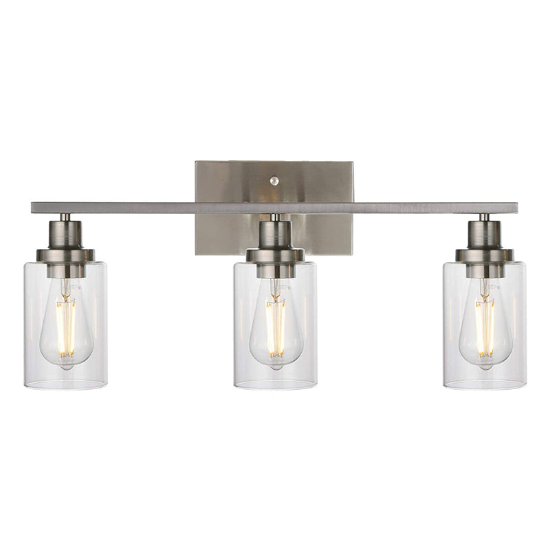 3-Light Cylinder Vanity Wall Light Fixtures Retro Industrial Style Glass Vanity Light | Kalsten