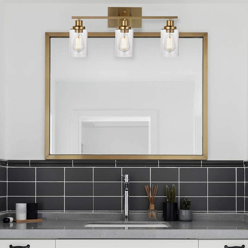 3-Light Cylinder Vanity Wall Light Fixtures Retro Industrial Style Glass Vanity Light | Kalsten