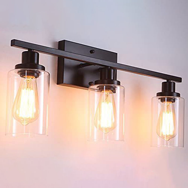 3-Light Cylinder Vanity Wall Light Fixtures Retro Industrial Style Glass Vanity Light | Kalsten