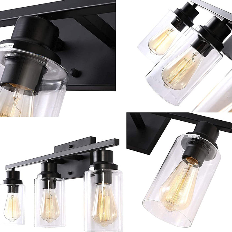 3-Light Cylinder Vanity Wall Light Fixtures Retro Industrial Style Glass Vanity Light | Kalsten