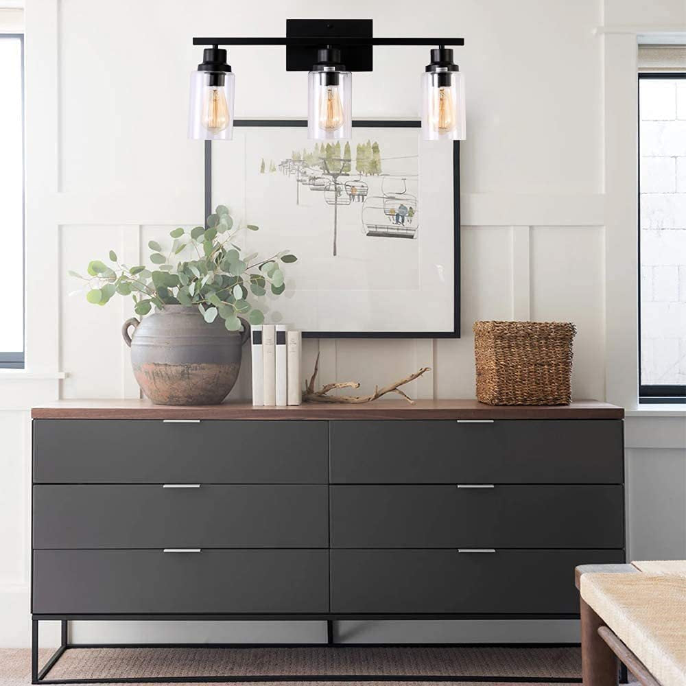 3-Light Cylinder Vanity Wall Light Fixtures Retro Industrial Style Glass Vanity Light | Kalsten