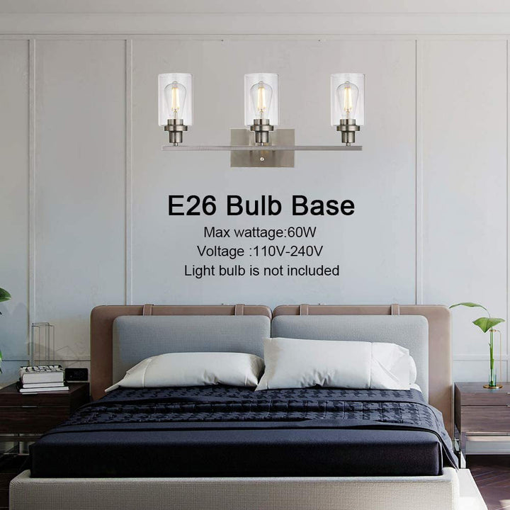 3-Light Cylinder Vanity Wall Light Fixtures Retro Industrial Style Glass Vanity Light | Kalsten