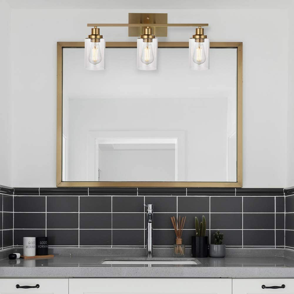 3-Light Cylinder Vanity Wall Light Fixtures Retro Industrial Style Glass Vanity Light | Kalsten
