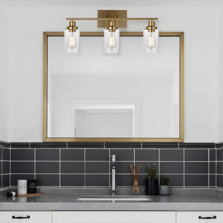 3-Light Cylinder Vanity Wall Light Fixtures Retro Industrial Style Glass Vanity Light | Kalsten