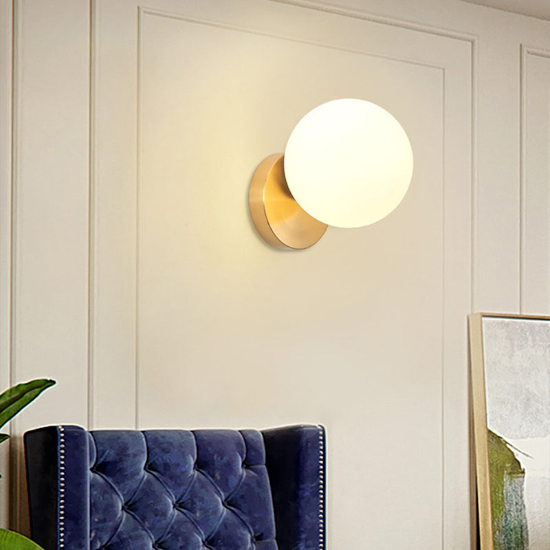 Modern Simplicity Wall Sconce 1 Light Metal Wall Lamp with Glass Ball Shade | Kalsten