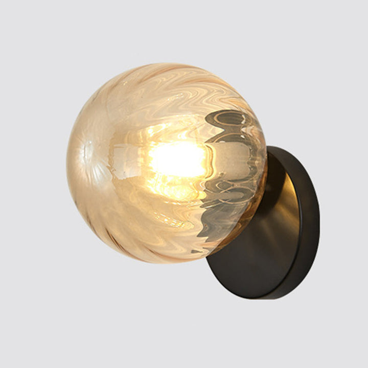 Modern Simplicity Wall Sconce 1 Light Metal Wall Lamp with Glass Ball Shade | Kalsten
