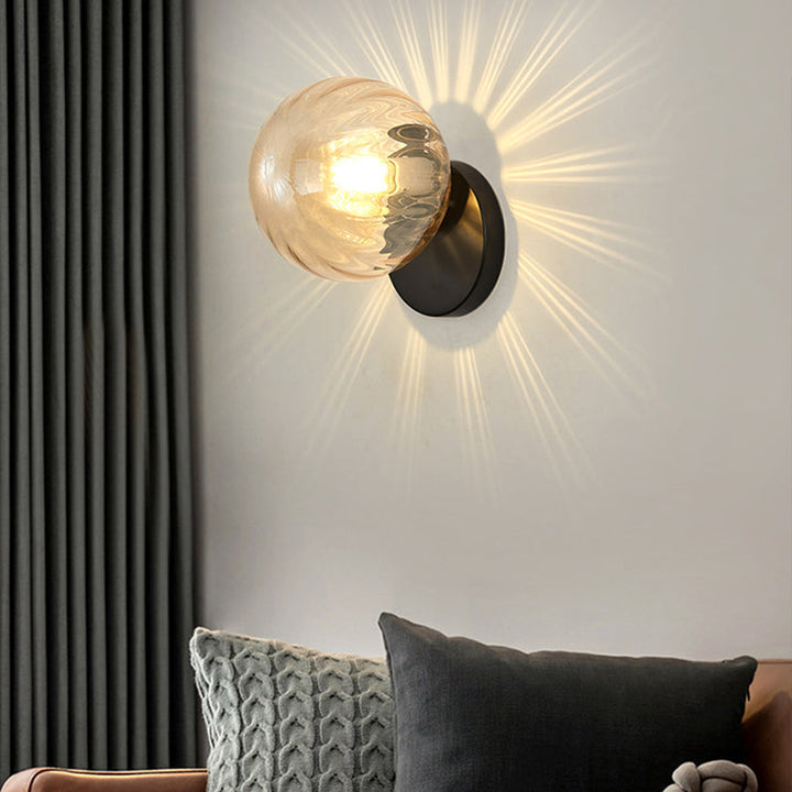 Modern Simplicity Wall Sconce 1 Light Metal Wall Lamp with Glass Ball Shade | Kalsten