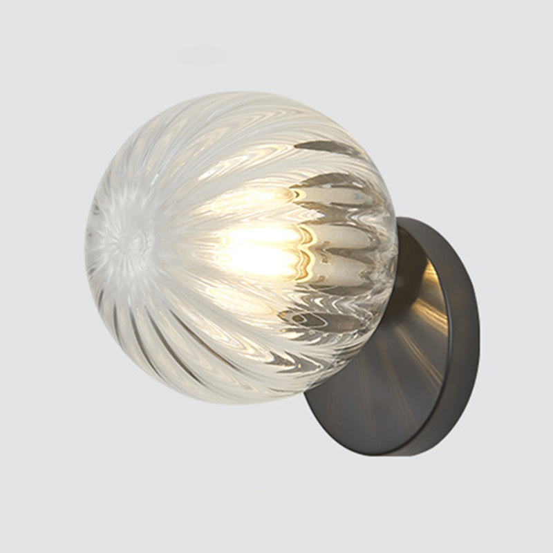 Modern Simplicity Wall Sconce 1 Light Metal Wall Lamp with Glass Ball Shade | Kalsten