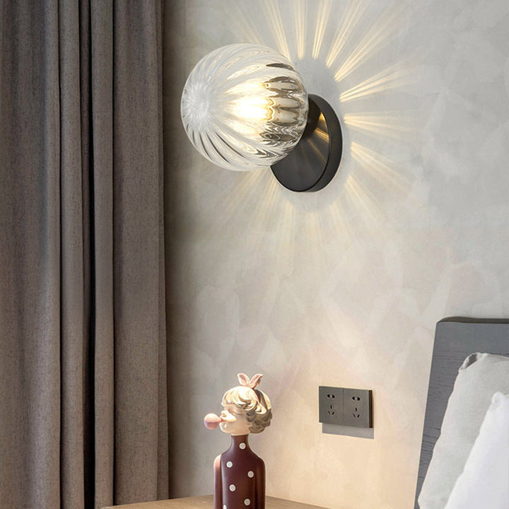 Modern Simplicity Wall Sconce 1 Light Metal Wall Lamp with Glass Ball Shade | Kalsten