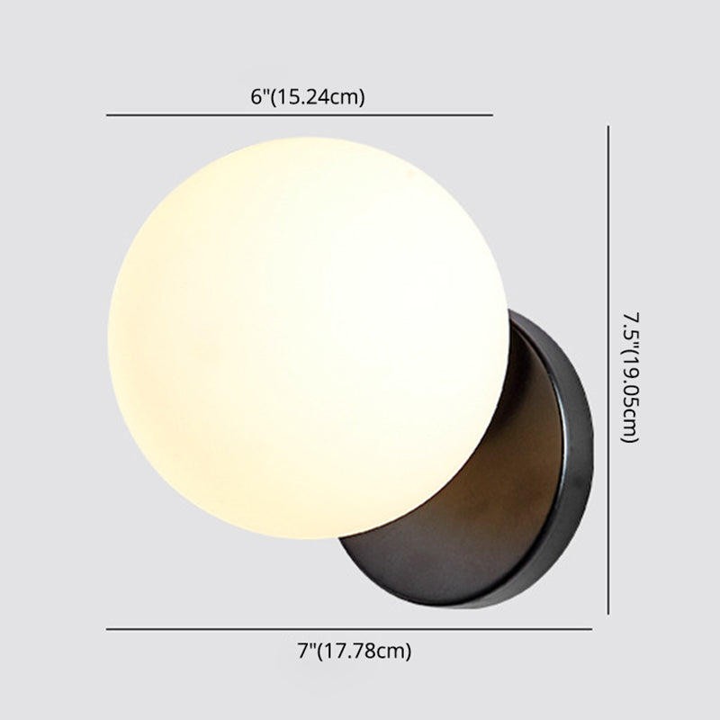 Modern Simplicity Wall Sconce 1 Light Metal Wall Lamp with Glass Ball Shade | Kalsten