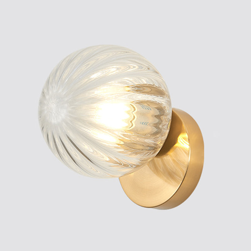 Modern Simplicity Wall Sconce 1 Light Metal Wall Lamp with Glass Ball Shade | Kalsten