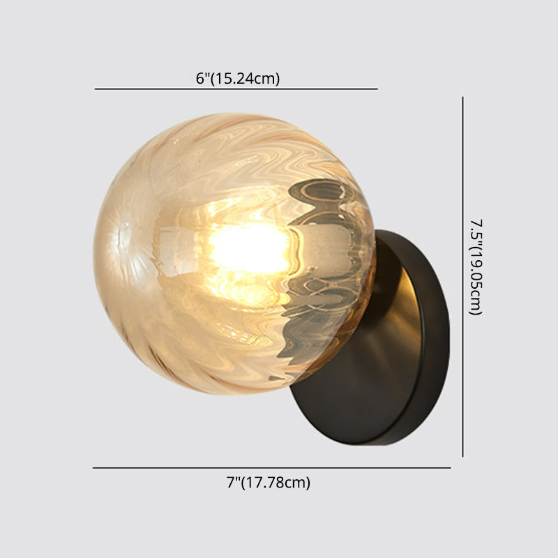 Modern Simplicity Wall Sconce 1 Light Metal Wall Lamp with Glass Ball Shade | Kalsten