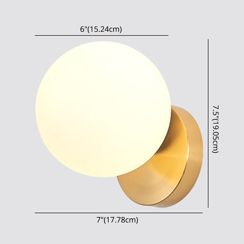 Modern Simplicity Wall Sconce 1 Light Metal Wall Lamp with Glass Ball Shade | Kalsten