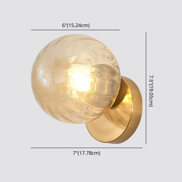 Modern Simplicity Wall Sconce 1 Light Metal Wall Lamp with Glass Ball Shade | Kalsten