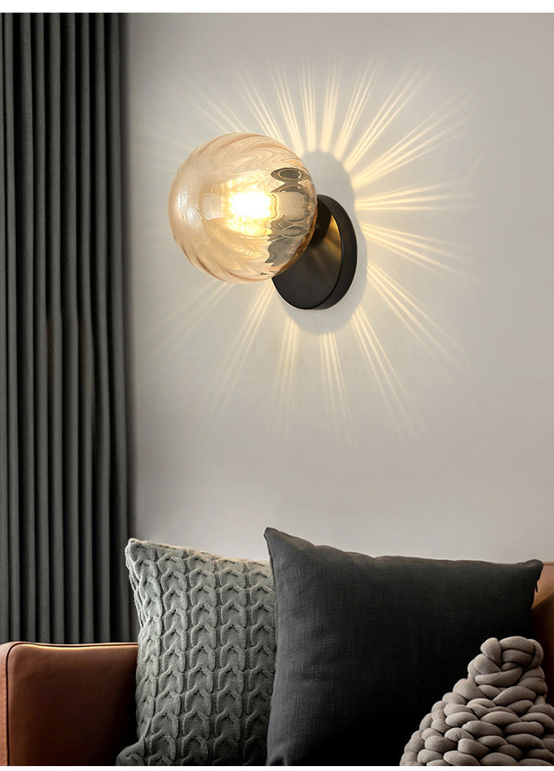 Modern Simplicity Wall Sconce 1 Light Metal Wall Lamp with Glass Ball Shade | Kalsten