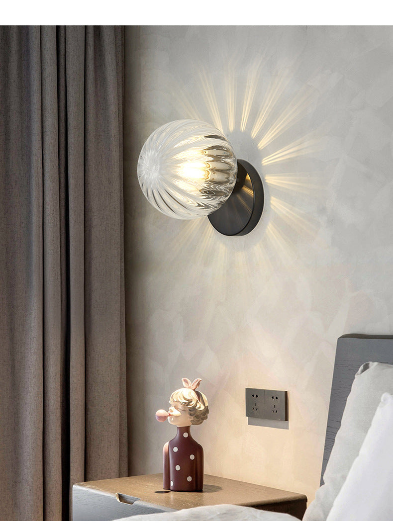 Modern Simplicity Wall Sconce 1 Light Metal Wall Lamp with Glass Ball Shade | Kalsten