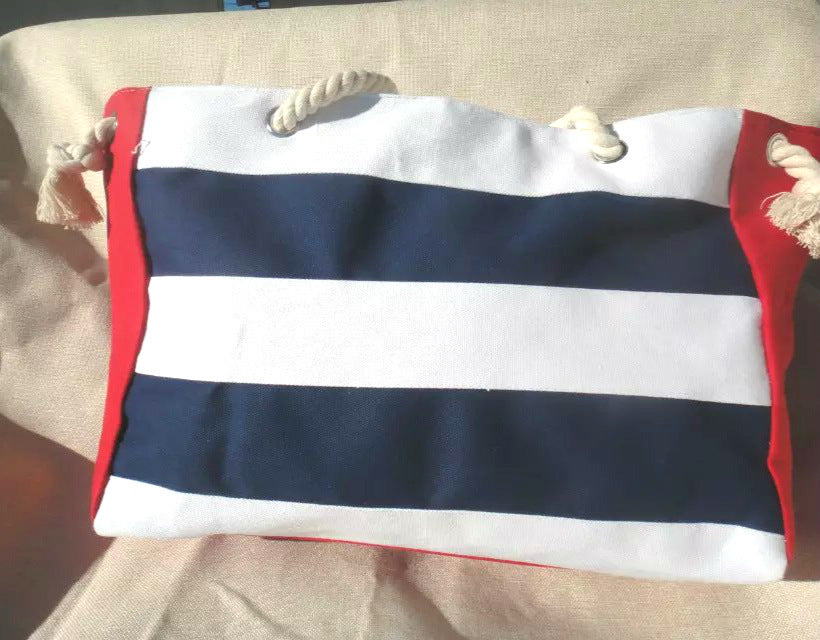 Shopping bag with maritime stripes and robust rope handles Kalsten