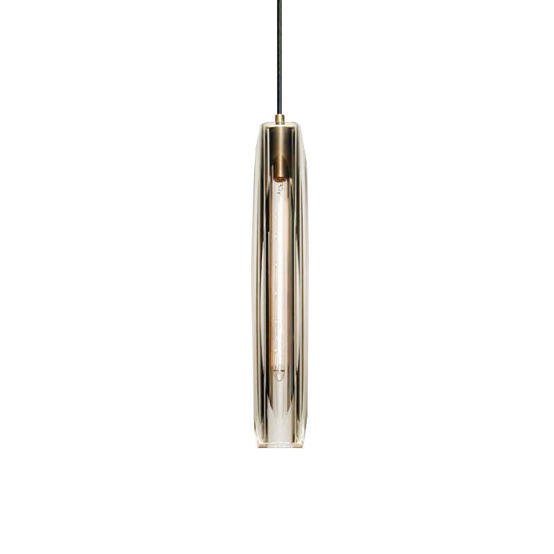 Pendant Light Glass Cylinder 15 in Adjustable Hanging Bedroom Dining Room Ceiling Fixture Modern Minimalist Lighting | Kalsten