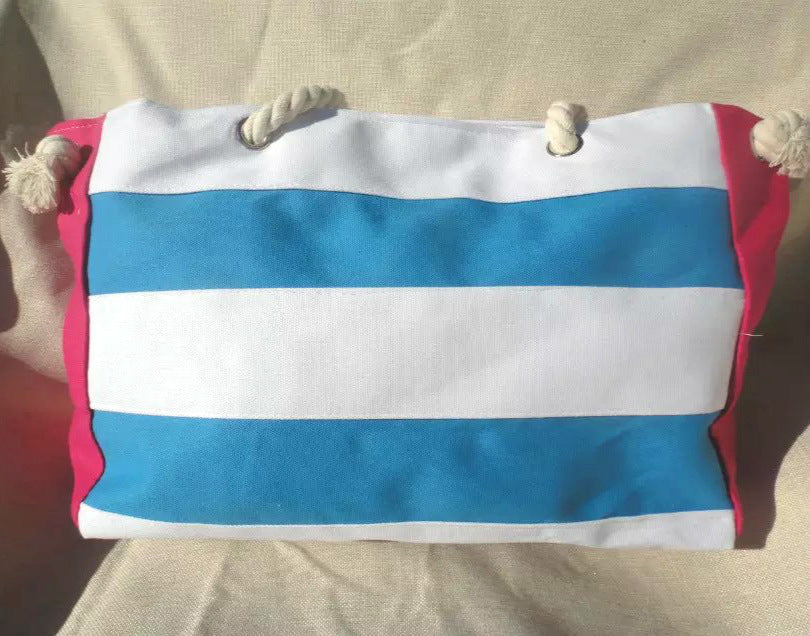 Shopping bag with maritime stripes and robust rope handles Kalsten