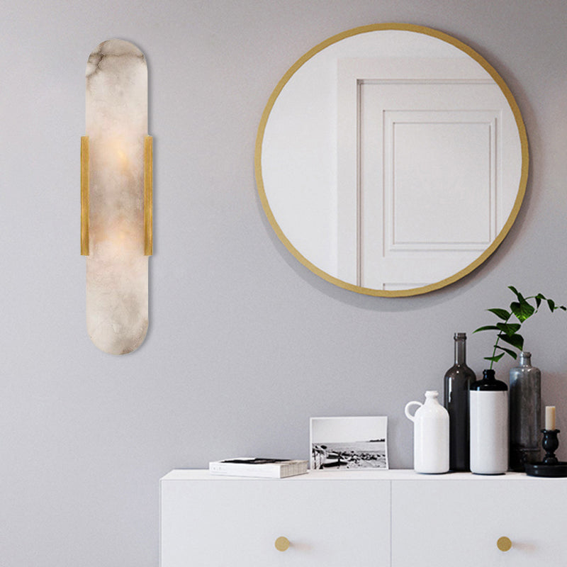 2 Bulbs Bar Flush Mount Colonial Gold/Black Marble Wall Sconce Lighting for Dining Room | Kalsten
