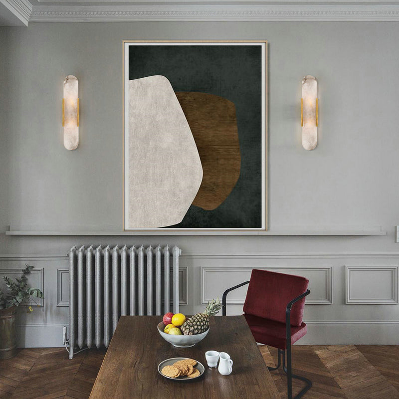2 Bulbs Bar Flush Mount Colonial Gold/Black Marble Wall Sconce Lighting for Dining Room | Kalsten