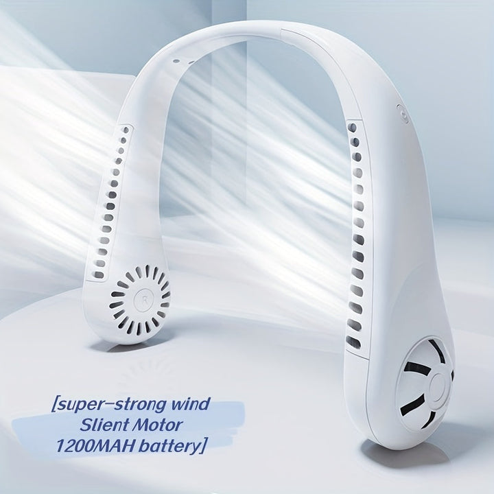 1pc Hands-Free Portable Neck Fan - Rechargeable, Leafless, and USB Powered - Perfect for Desk and Travel Use | Kalsten