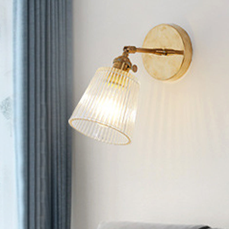 Ribbed Glass Brass Wall Lamp