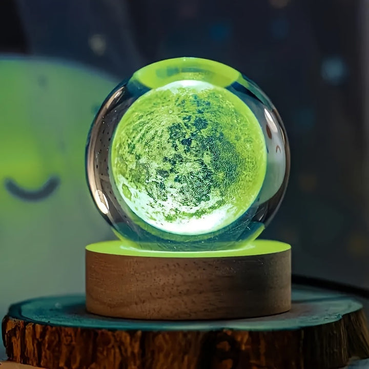 LumiSphere - Luxury 3D Crystal Table Lamp with Wooden Base Kalsten