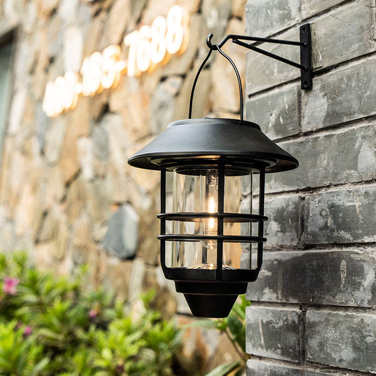 Contemporary Retro Solar Waterproof Aluminum Glass Lantern Cylinder 1-Light Hanging Wall Sconce Lamp For Outdoor Patio | Kalsten