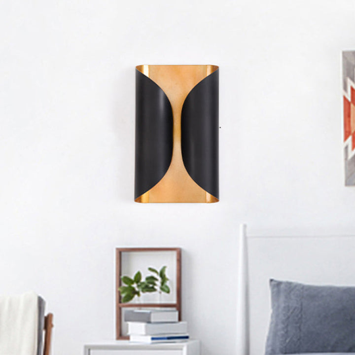 Colonial Style Rolling Surface Wall Sconce 2 Light Metal Wall Mounted Lamp in Black | Kalsten
