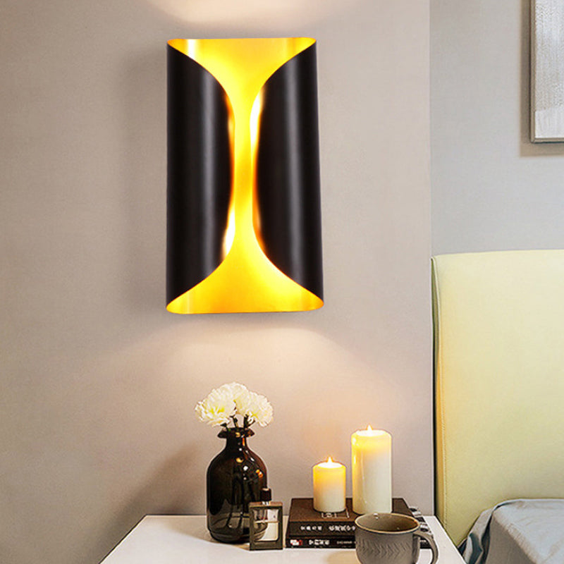 Colonial Style Rolling Surface Wall Sconce 2 Light Metal Wall Mounted Lamp in Black | Kalsten