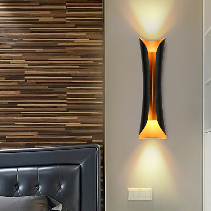 Modern Curl Sconce Light 13"/21"/30" Height 2 Lights Metallic Indoor Wall Lighting in Black | Kalsten