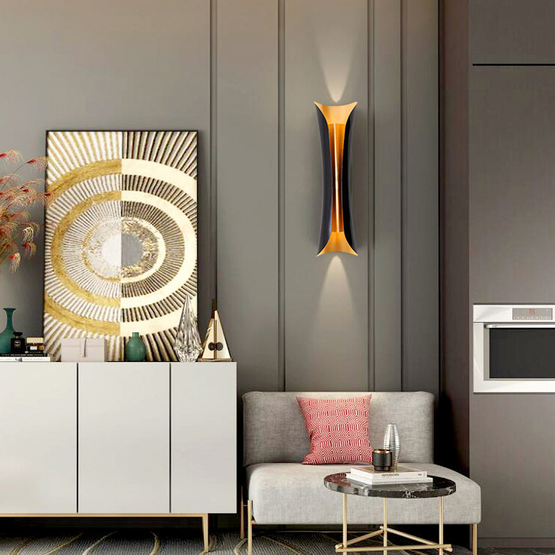 Modern Curl Sconce Light 13"/21"/30" Height 2 Lights Metallic Indoor Wall Lighting in Black | Kalsten