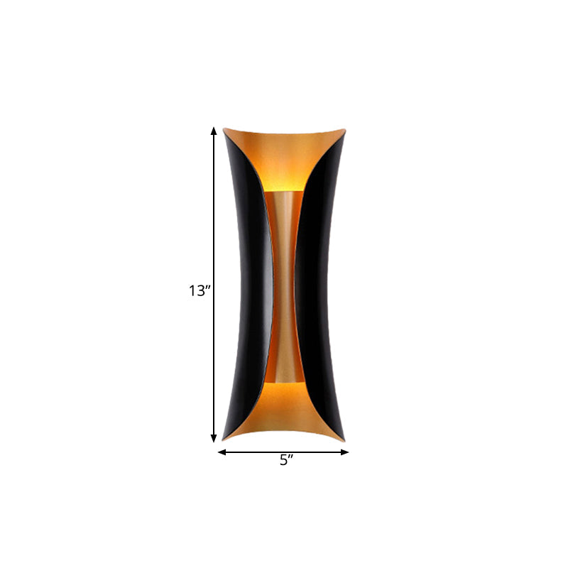 Modern Curl Sconce Light 13"/21"/30" Height 2 Lights Metallic Indoor Wall Lighting in Black | Kalsten