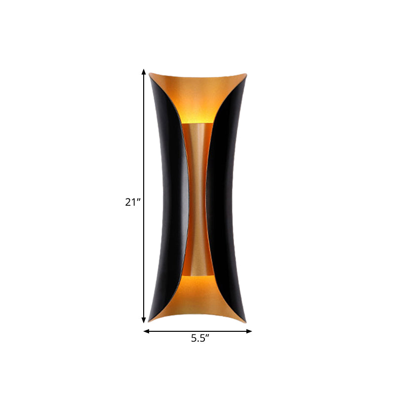 Modern Curl Sconce Light 13"/21"/30" Height 2 Lights Metallic Indoor Wall Lighting in Black | Kalsten